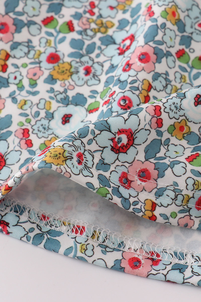 Blue meadow charm lace ruffle pants set