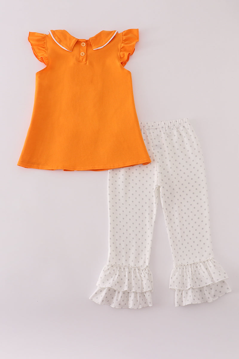 Orange Tennessee go vols embroidery ruffle pants set