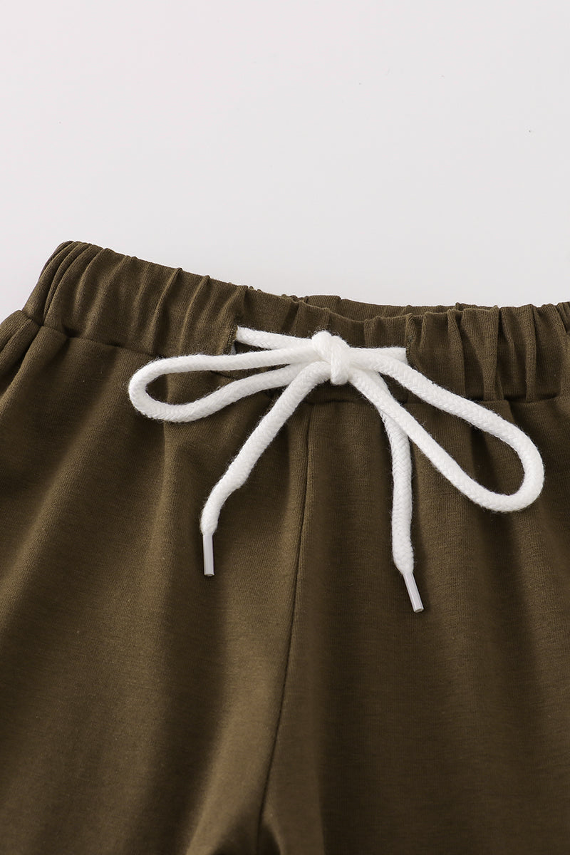 Camouflage print ruffle pants set