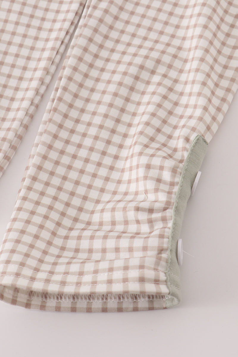 Blue dog deer embroidery ruffle pants set