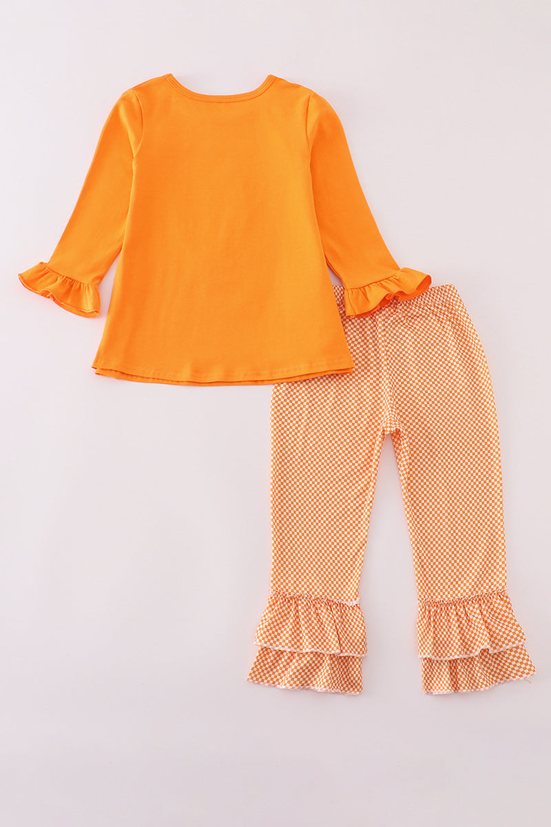 Orange Tennessee go vols applique ruffle pants set