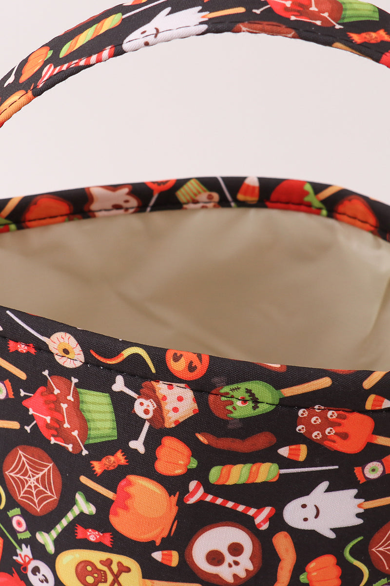 Black halloween print basket